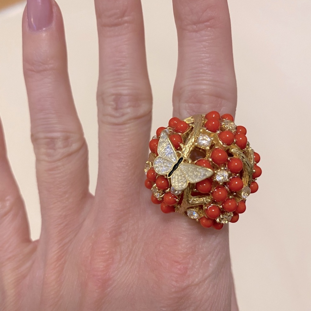 Juicy Couture flower butterfly dome ring